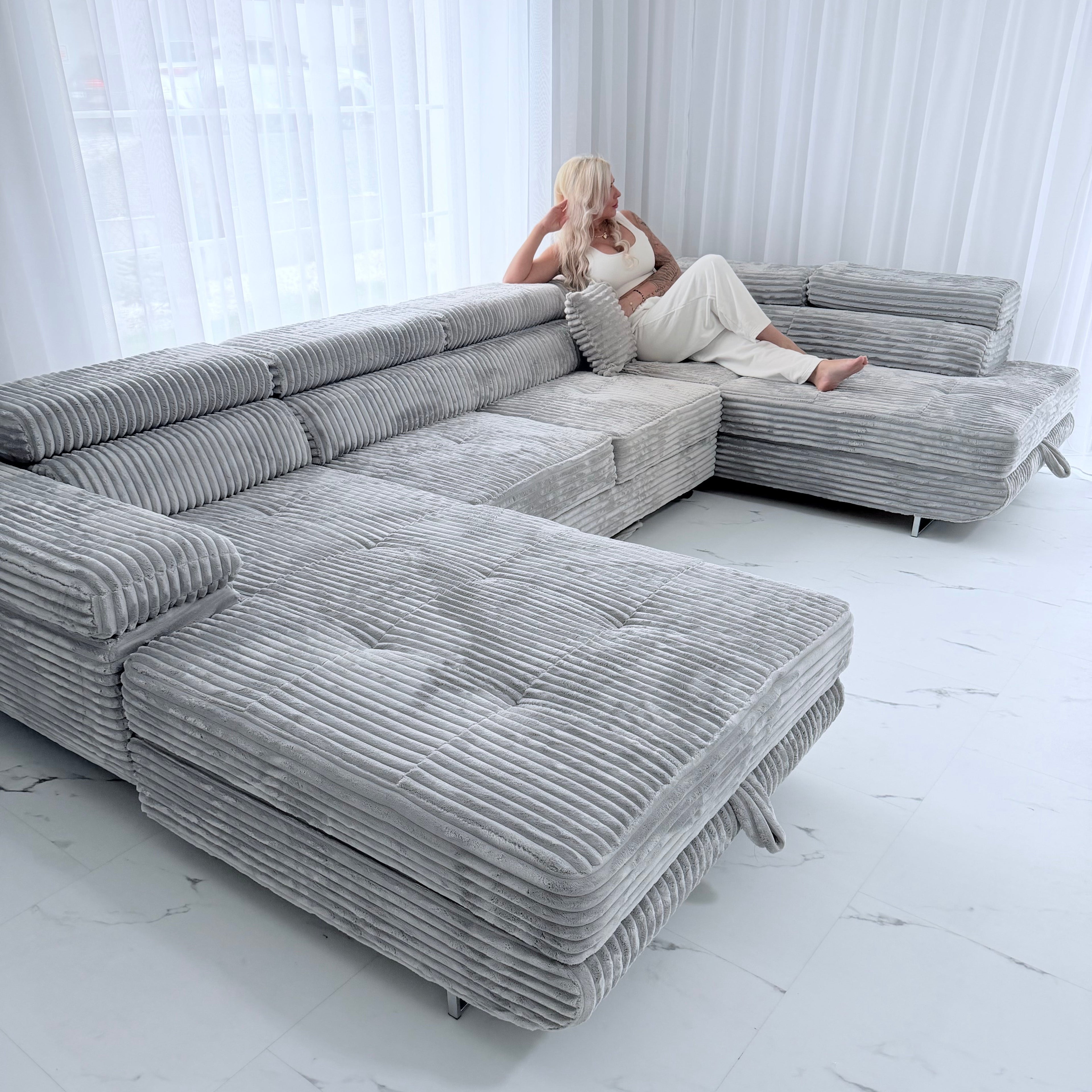 Luxusní rohová sedačka SOFT LINE MAX – rozkládací s úložným prostorem