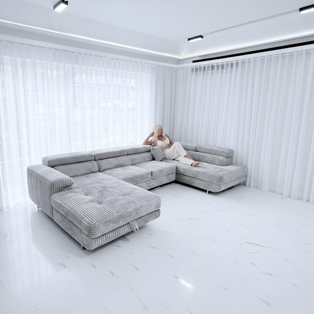 Luxusní rohová sedačka SOFT LINE MAX – rozkládací s úložným prostorem