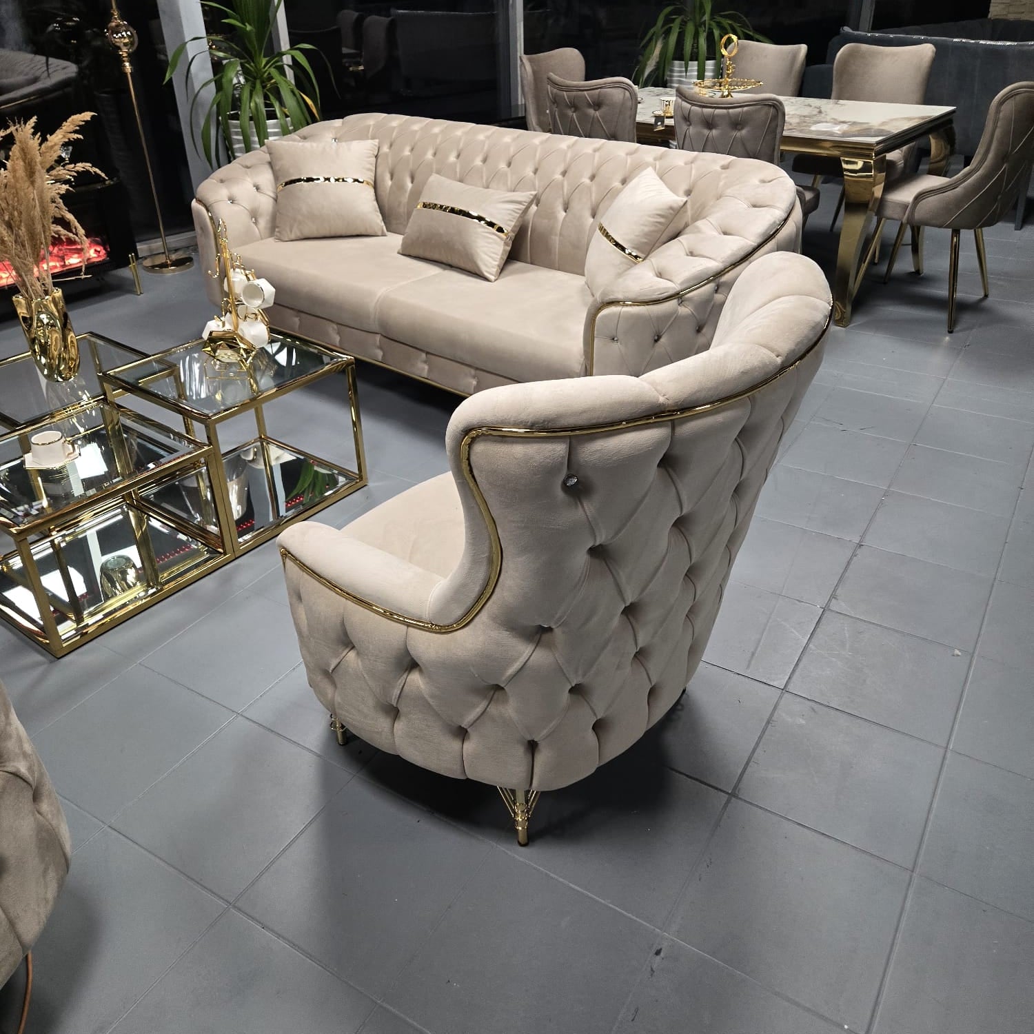 Luxusní sedačka CHESTERFIELD GOLD – set 3+2+1