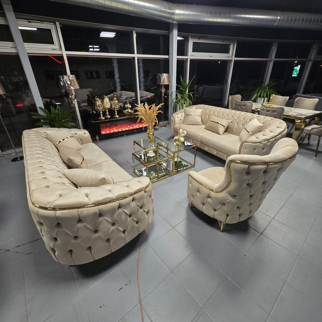 Luxusní sedačka CHESTERFIELD GOLD – set 3+2+1