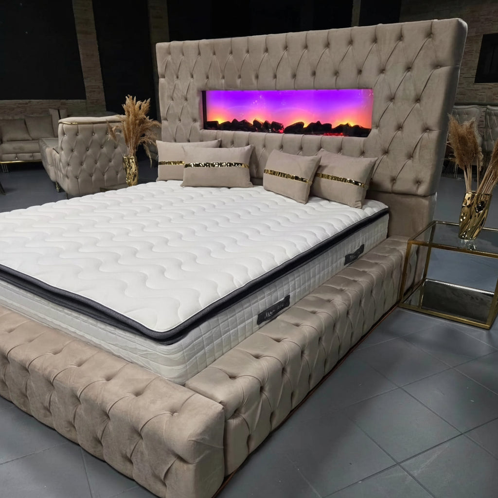 Luxusní postel s krbem CHESTERFIELD – 180×200 cm