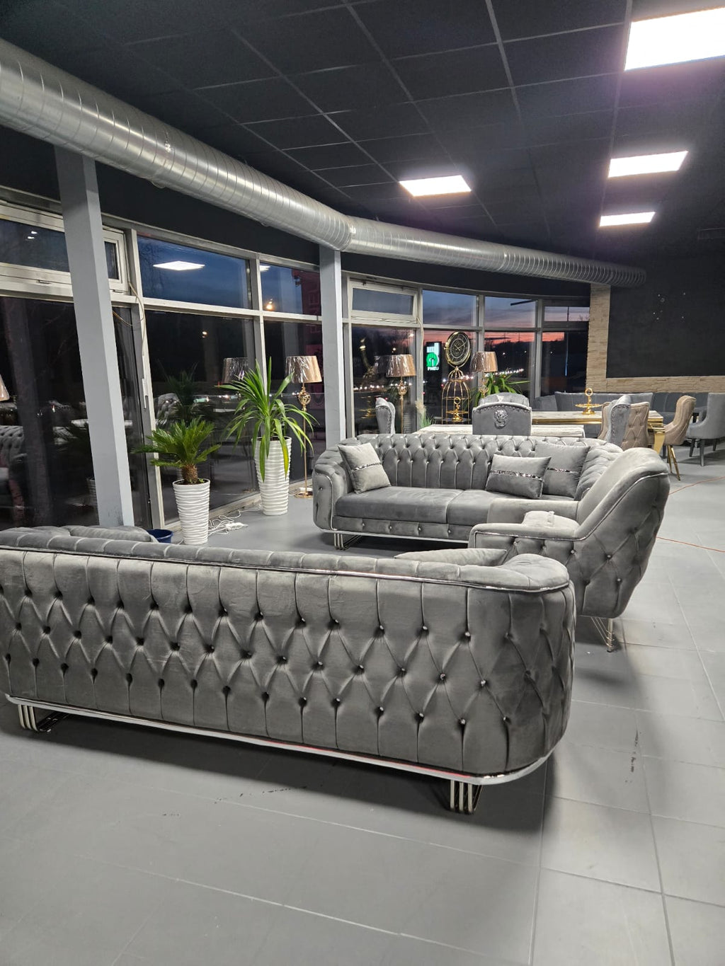 Luxusní sedací souprava CHESTERFIELD GREY – set 3+3+1