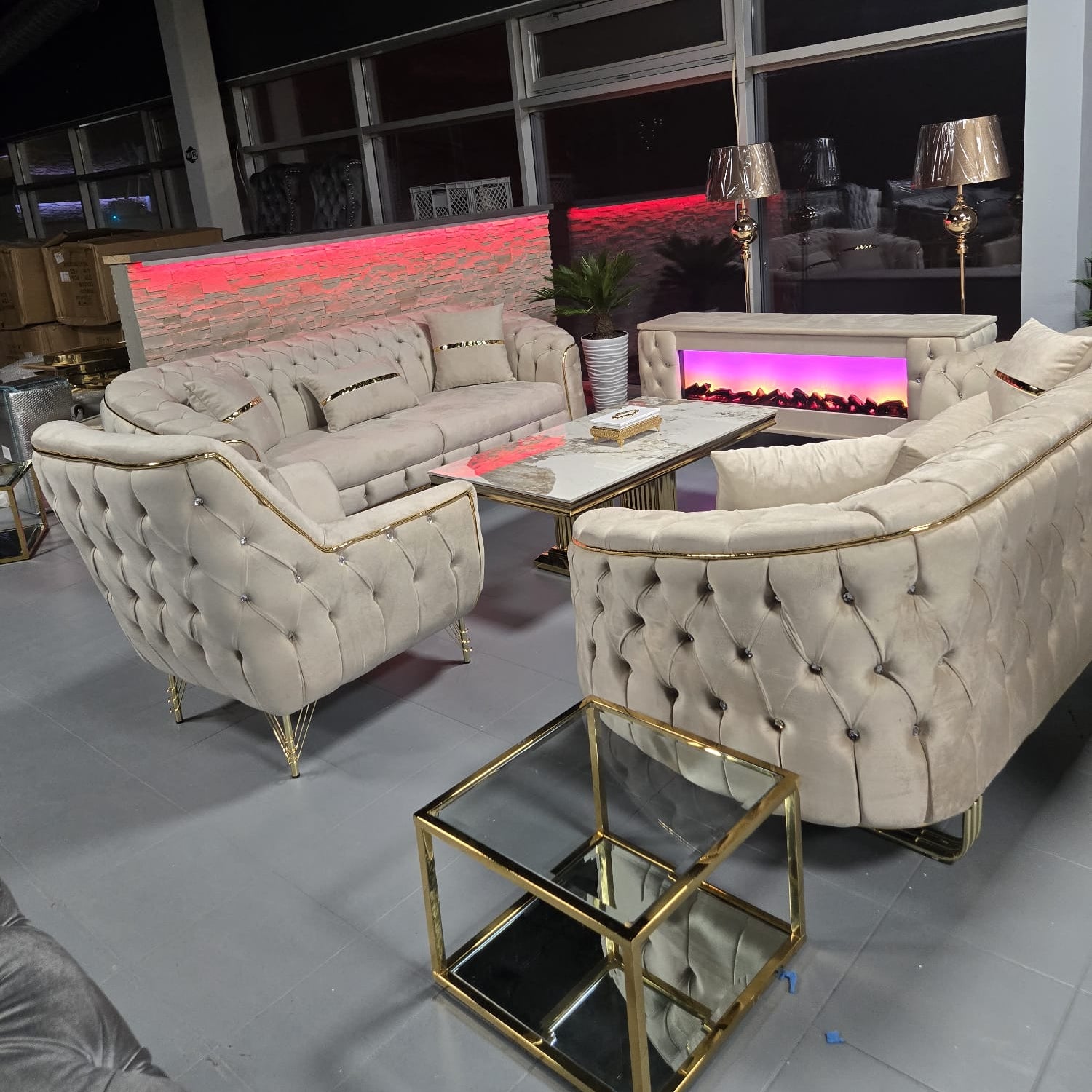 Luxusní sedačka CHESTERFIELD GOLD – set 3+2+1