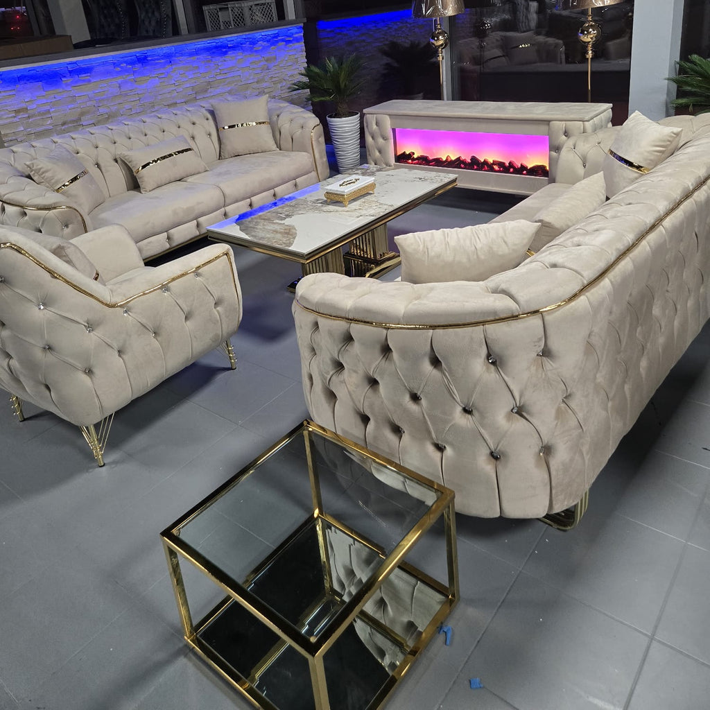 Luxusní sedačka CHESTERFIELD GOLD – set 3+2+1