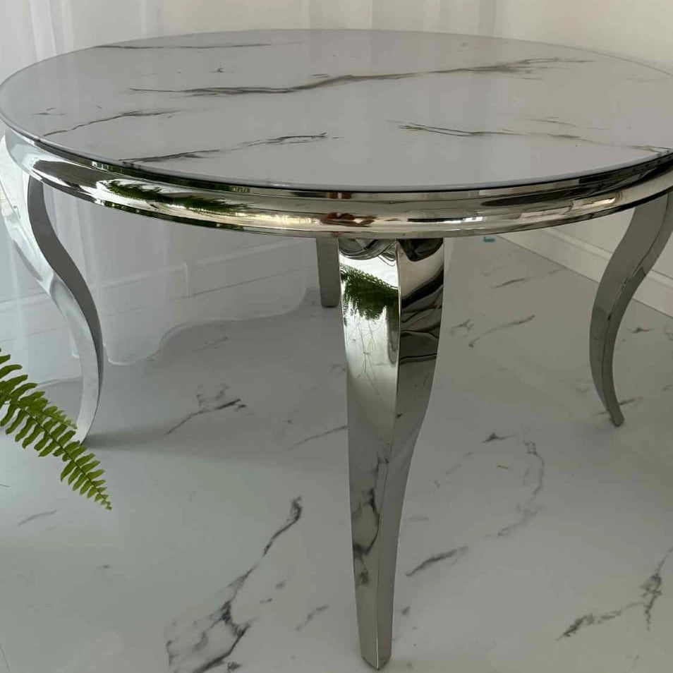 Jídelní stůl s mramorovým dekorem – průměr 120 cm